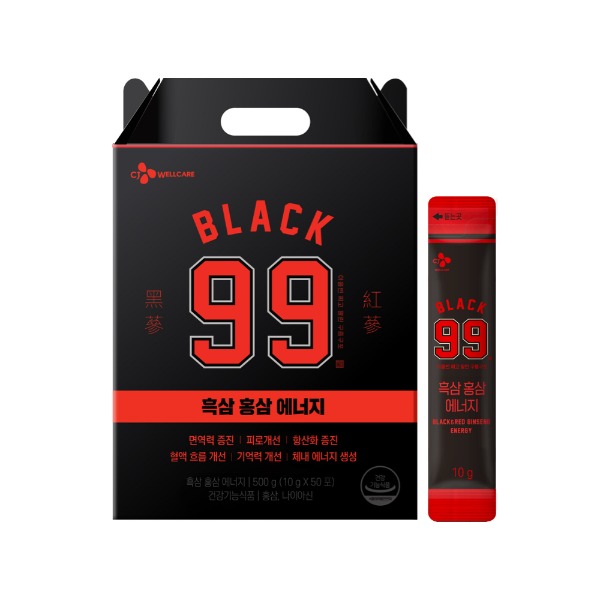 [CJ웰케어][23년 설 선물세트]한뿌리 블랙99 흑삼 홍삼 에너지 50포(50일분)